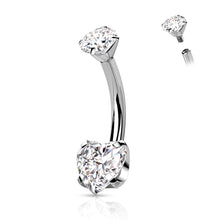 Load image into Gallery viewer, Implant Grade Titanium Heart CZ Belly Button Ring | Internally Threaded