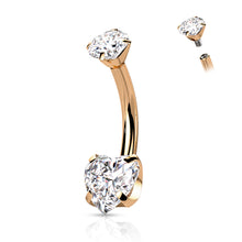 Load image into Gallery viewer, Implant Grade Titanium Heart CZ Belly Button Ring | Internally Threaded