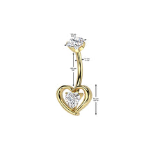 Load image into Gallery viewer, Titanium Hollow Heart CZ Belly Bar | Internally Threaded Navel Ring