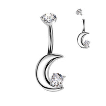 Load image into Gallery viewer, Titanium Moon Belly Bar | Internally Threaded Navel Ring