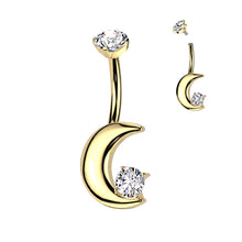 Load image into Gallery viewer, Titanium Moon Belly Bar | Internally Threaded Navel Ring