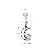 Load image into Gallery viewer, Titanium Moon Belly Bar | Internally Threaded Navel Ring
