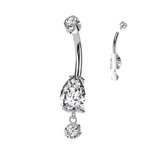 Load image into Gallery viewer, Titanium Claw Set Drop Belly Bar | Internally Threaded Navel Ring