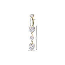 Load image into Gallery viewer, Titanium Internally Threaded Double Prong Set Belly Button Ring | Dual Round Dangle