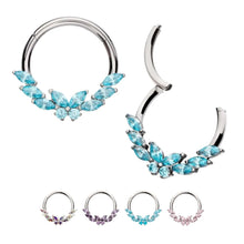 Load image into Gallery viewer, Initial Piercing - Butterfly marquise crystal hinged ring