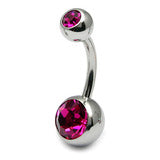 Load image into Gallery viewer, Double Gem Titanium Belly Bars | Hypoallergenic Belly Piercing Jewelry