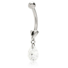 Load image into Gallery viewer, Crystal Floating Titanium Belly Bar | Hypoallergenic Navel Piercing Jewelry