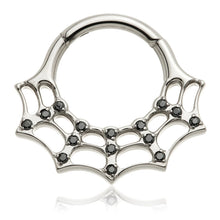 Load image into Gallery viewer, Ti Couture Jewelled Cobweb Hinge Ring Zircon or High Polish