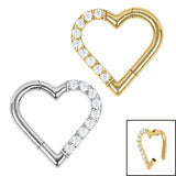 Load image into Gallery viewer, Titanium Hinged Daith Hearts