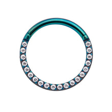 Load image into Gallery viewer, Titanium septum/daith ring with clear crystals