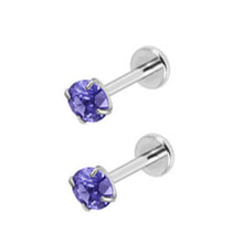 Load image into Gallery viewer, Initial Piercing - Titanium earring labrets Claw-set Crystals