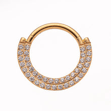 Load image into Gallery viewer, Initial Piercing - Multi gem High polish or 24k Gold plate hinged ring