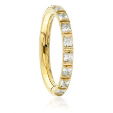 Load image into Gallery viewer, Initial Piercing - Hinged blaze crystals, High Polish, rose or Gold Pvd