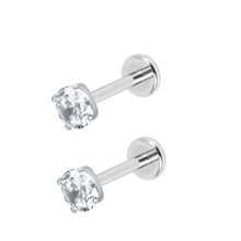 Load image into Gallery viewer, Initial Piercing - Titanium earring labrets Claw-set Crystals