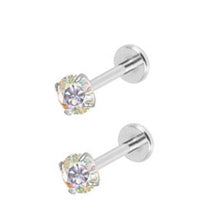 Load image into Gallery viewer, Initial Piercing - Titanium earring labrets Claw-set Crystals