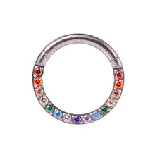 Load image into Gallery viewer, Titanium septum/daith ring with clear crystals