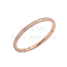 Load image into Gallery viewer, Rose, Rainbow or HP Pave titanium Conch Rings 1.2x10 or 12mm