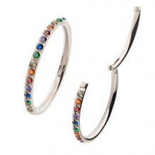 Load image into Gallery viewer, Initial Piercing - Rainbow or Rose gold PVD hinged pave cz ring