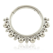Load image into Gallery viewer, Initial Piercing - Beaded cluster hinged ring