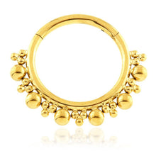 Load image into Gallery viewer, Initial Piercing - Beaded cluster hinged ring