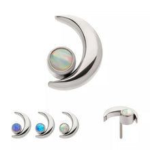 Load image into Gallery viewer, Initial Piercing - Crystal or opal quarter moon Labret