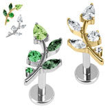 Titanium Claw Set Jewelled Leaf Vine