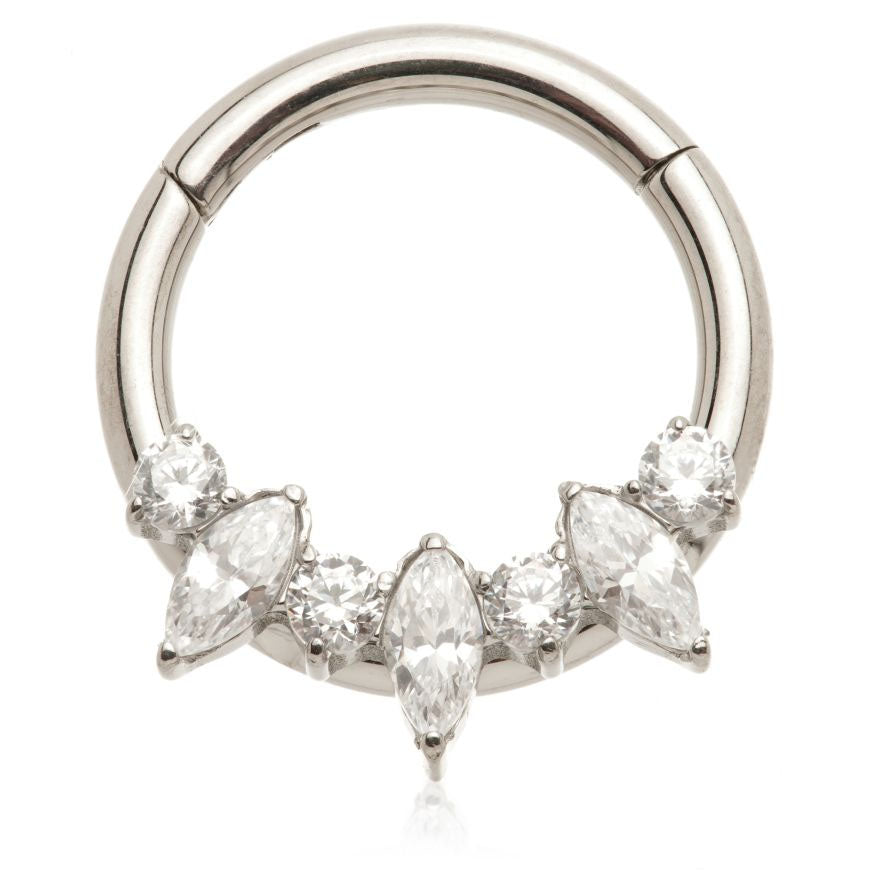 Marquise & round gem hinged ring