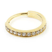 Load image into Gallery viewer, 24k Gold coloured Conch ring with Black or clear crystals 1.2x12mm
