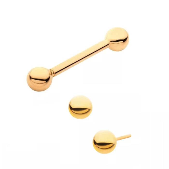 Initial Piercing - 24K gold plated Push Fit Nipple bar