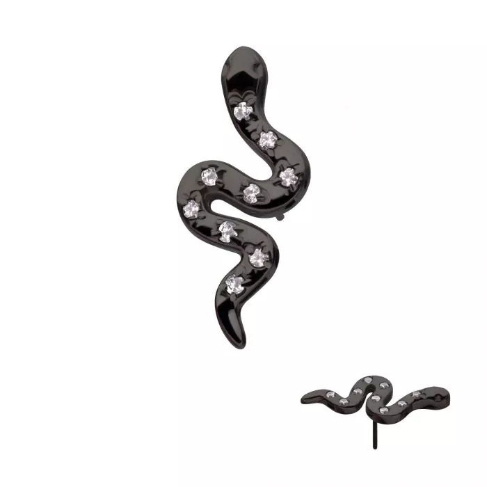 Black Pvd CZ Snake push fit Labret