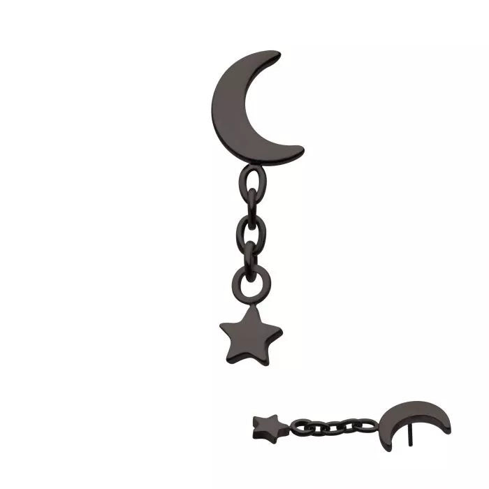 Black Pvd Moon/Star titanium labret