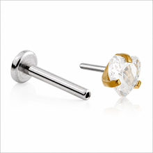 Load image into Gallery viewer, Initial Piercing - Gold Pvd CZ Star or Heart Labret 4mm
