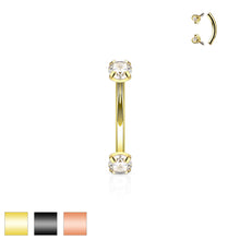 Load image into Gallery viewer, Internal thread Micro Banana with Prong set Gems
