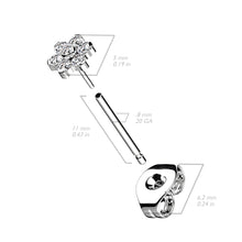 Load image into Gallery viewer, Implant Grade Titanium Threadless Earring Stud With CZ Flower Top - Single earring
