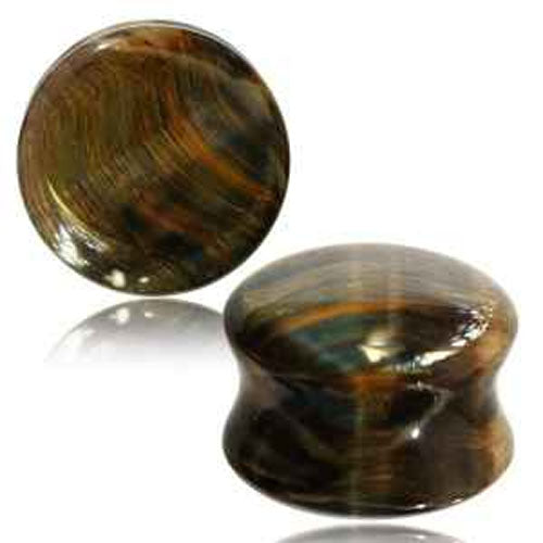 Semi Precious Stone Plug - Blue tiger eye