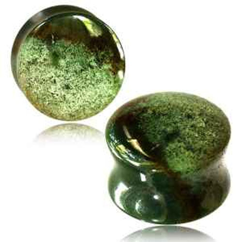 Semi Precious Stone Plug - Moss agate