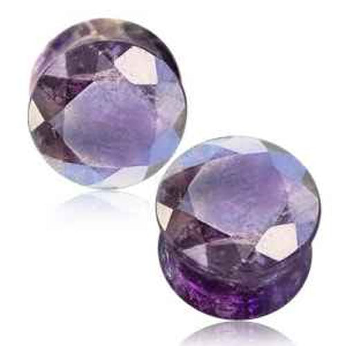 Semi Precious Stone Plug - Faceted Amethyst