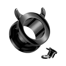 Load image into Gallery viewer, Devil Horn Rim Black PVD over 316L Surgical Steel Screw Fit Tunnel
