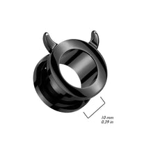 Load image into Gallery viewer, Devil Horn Rim Black PVD over 316L Surgical Steel Screw Fit Tunnel
