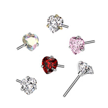 Load image into Gallery viewer, Implant Grade Titanium Threadless Push In Prong Set Heart CZ Labret
