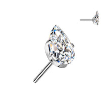 Load image into Gallery viewer, Implant Grade Titanium Threadless Push In Prong Set Teardrop CZ Labret
