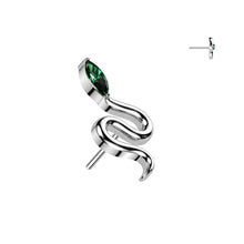 Load image into Gallery viewer, Titanium Threadless Push In Snake Top With Marquise CZ Head
