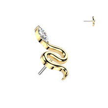 Load image into Gallery viewer, Titanium Threadless Push In Snake Top With Marquise CZ Head
