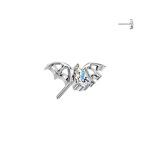 Load image into Gallery viewer, Titanium Threadless Push In Bat Labret With Teardrop CZ Center
