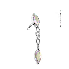 Load image into Gallery viewer, Implant Grade Titanium Threadless Push In Marquise CZ With Marquise CZ Dangle Labret
