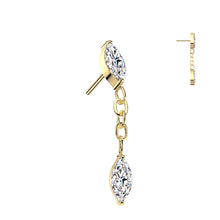 Load image into Gallery viewer, Implant Grade Titanium Threadless Push In Marquise CZ With Marquise CZ Dangle Labret
