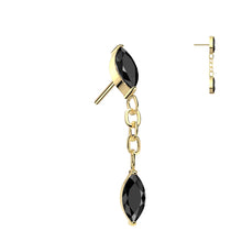 Load image into Gallery viewer, Implant Grade Titanium Threadless Push In Marquise CZ With Marquise CZ Dangle Labret
