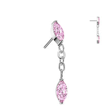 Load image into Gallery viewer, Implant Grade Titanium Threadless Push In Marquise CZ With Marquise CZ Dangle Labret
