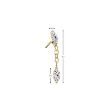 Load image into Gallery viewer, Implant Grade Titanium Threadless Push In Marquise CZ With Marquise CZ Dangle Labret
