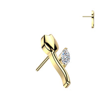 Load image into Gallery viewer, Implant Grade Titanium Threadless Tulip Top With CZ Leaf Labret
